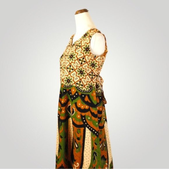 Boho Womens Sleeveless Long Dress size One Size Multicolour Trendy Summer 100% C - Picture 2 of 5